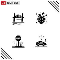 Set of 4 Modern UI Icons Symbols Signs for australia combat harbour grapes military Editable Vector Design Elements