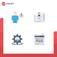 4 Thematic Vector Flat Icons and Editable Symbols of avatar promote human launch data Editable Vector Design Elements