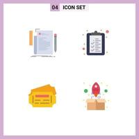 4 User Interface Flat Icon Pack of modern Signs and Symbols of code ticket programming clipboard rocket Editable Vector Design Elements