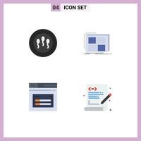 4 User Interface Flat Icon Pack of modern Signs and Symbols of sperms page content page website Editable Vector Design Elements