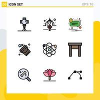 Universal Icon Symbols Group of 9 Modern Filledline Flat Colors of tool fire ribbon bucket notification Editable Vector Design Elements