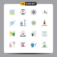 Set of 16 Modern UI Icons Symbols Signs for diamond origami music hobby network Editable Pack of Creative Vector Design Elements