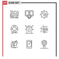 Universal Icon Symbols Group of 9 Modern Outlines of drinks ring cell protection help Editable Vector Design Elements