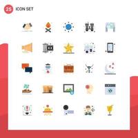 Pictogram Set of 25 Simple Flat Colors of furniture search connect binoculars web Editable Vector Design Elements