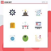 Pictogram Set of 9 Simple Flat Colors of laboratory report oscar note start up Editable Vector Design Elements