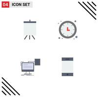 Set of 4 Modern UI Icons Symbols Signs for art storage clock timer cv Editable Vector Design Elements