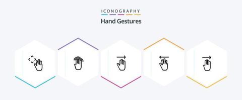 Hand Gestures 25 Line icon pack including finger. up. multiple tap. hand cursor. right vector