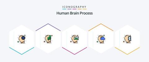 Human Brain Process 25 FilledLine icon pack including mind. head. logical. cloud. thinking vector