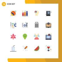 16 Flat Color concept for Websites Mobile and Apps notes content processing book mind Editable Pack of Creative Vector Design Elements