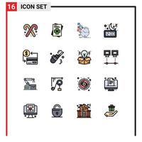 Set of 16 Modern UI Icons Symbols Signs for card sleep inspection night clock Editable Creative Vector Design Elements