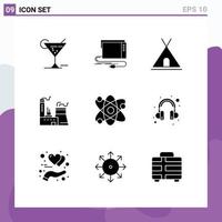 9 Creative Icons Modern Signs and Symbols of science factory sound construction travel Editable Vector Design Elements