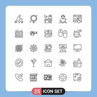 Set of 25 Modern UI Icons Symbols Signs for click meloman designer listen engineer Editable Vector Design Elements