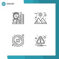 Set of 4 Modern UI Icons Symbols Signs for business cross finance space button Editable Vector Design Elements
