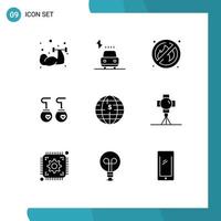 Universal Icon Symbols Group of 9 Modern Solid Glyphs of blockchain future of money fire fashion accessories Editable Vector Design Elements