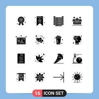 Set of 16 Modern UI Icons Symbols Signs for user interface information life friends Editable Vector Design Elements