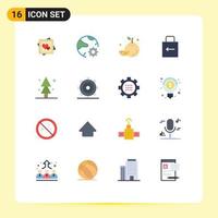 User Interface Pack of 16 Basic Flat Colors of forest lock pad network key lemon Editable Pack of Creative Vector Design Elements