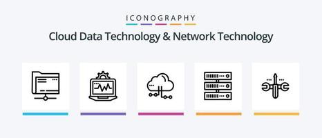 Cloud Data Technology And Network Technology Line 5 Icon Pack Including computer. network. cloud. storage. computing. Creative Icons Design vector