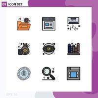 9 Creative Icons Modern Signs and Symbols of money finance user accounting summer Editable Vector Design Elements