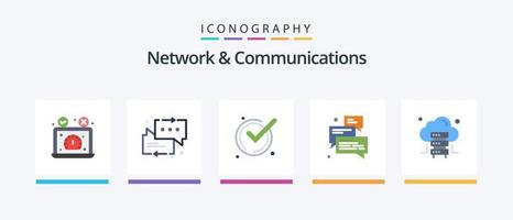 Network And Communications Flat 5 Icon Pack Including arrow. messages. arrow. chat. acknowledge. Creative Icons Design vector