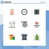 Universal Icon Symbols Group of 9 Modern Flat Colors of military army kitchen science lab science Editable Vector Design Elements