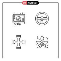 4 Universal Line Signs Symbols of love performance screen heart game tool Editable Vector Design Elements