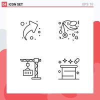 Mobile Interface Line Set of 4 Pictograms of arrow cargo right love delivery Editable Vector Design Elements