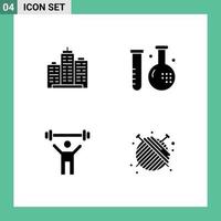 Pack of 4 creative Solid Glyphs of building form estate real medicine Editable Vector Design Elements