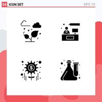 Pack of 4 creative Solid Glyphs of green management leaf discussion tasks Editable Vector Design Elements