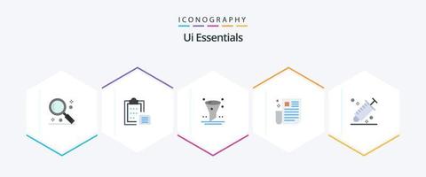 Ui Essentials 25 Flat icon pack including page. news. paper. interface. interface vector