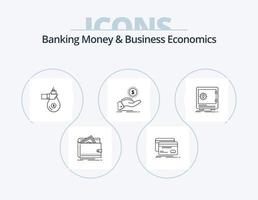 Banking Money And Business Economics Line Icon Pack 5 Icon Design. flow. money. funds. finance. cut vector