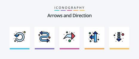Arrow Line Filled 5 Icon Pack Including right arrow. refresh. up. right up. direction. Creative Icons Design vector