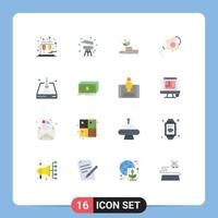 Set of 16 Modern UI Icons Symbols Signs for down water growth tank beverage Editable Pack of Creative Vector Design Elements