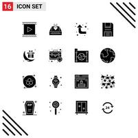 Editable Vector Line Pack of 16 Simple Solid Glyphs of floppy disc document devices reload Editable Vector Design Elements