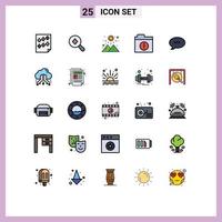 Set of 25 Modern UI Icons Symbols Signs for comment bubble sunrise folder alert Editable Vector Design Elements