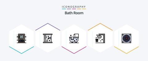 Bath Room 25 FilledLine icon pack including . toilet. bath. hole. bathroom vector