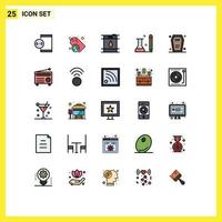 25 User Interface Filled line Flat Color Pack of modern Signs and Symbols of casket learning tag knowledge education Editable Vector Design Elements