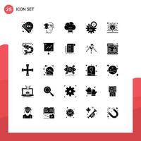 Pack of 25 Modern Solid Glyphs Signs and Symbols for Web Print Media such as idea concept career bulb management Editable Vector Design Elements