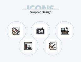 Graphic Design Line Filled Icon Pack 5 Icon Design. folder. document folder . computer. document . notes vector