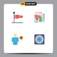 Group of 4 Modern Flat Icons Set for air add speed blueprint body Editable Vector Design Elements