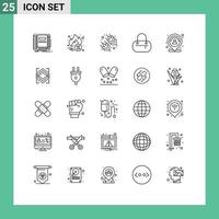 25 User Interface Line Pack of modern Signs and Symbols of person map rice location fashion Editable Vector Design Elements