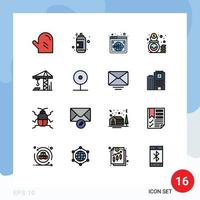 Universal Icon Symbols Group of 16 Modern Flat Color Filled Lines of crain money page finance world Editable Creative Vector Design Elements