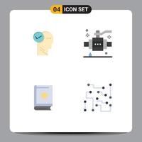 4 Universal Flat Icons Set for Web and Mobile Applications mind book thinking pipe ramadhan Editable Vector Design Elements