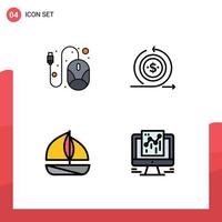 Set of 4 Modern UI Icons Symbols Signs for computer beach hardware modern ship Editable Vector Design Elements