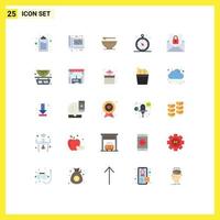 Group of 25 Flat Colors Signs and Symbols for email travel bowl navigation compass Editable Vector Design Elements