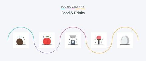 Food and Drinks Flat 5 Icon Pack Including food. cooking. food. kitchen balance. food balance vector