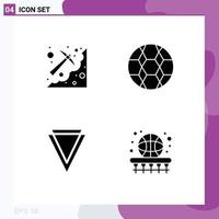 4 Universal Solid Glyphs Set for Web and Mobile Applications cave verge pick football crypto Editable Vector Design Elements