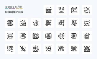 25 Medical Services Line icon pack vector