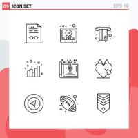 9 User Interface Outline Pack of modern Signs and Symbols of blueprint web atm seo analytics Editable Vector Design Elements