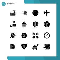 Set of 16 Vector Solid Glyphs on Grid for programmer develop sport coding vehicle Editable Vector Design Elements