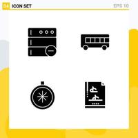 User Interface Pack of 4 Basic Solid Glyphs of database open bus compass music Editable Vector Design Elements